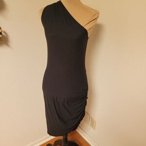 Haute Hippie Black One-Shoulder Dress With Chain Detail On Back